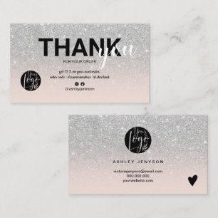 Carte De Visite Parties scintillant argent ombre logo cool command