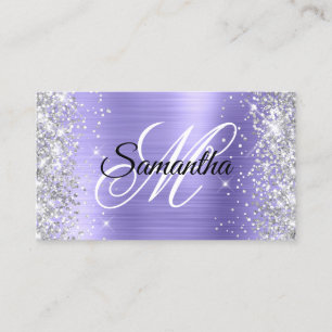 Carte De Visite Parties scintillant Argent Périwinkkl Huile Fancy 