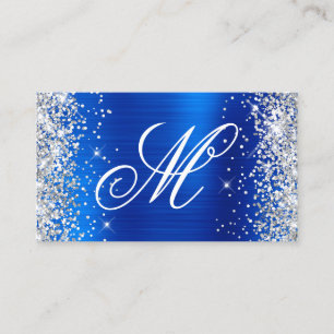 Carte De Visite Parties scintillant Argent Royal Blue Foil fantais
