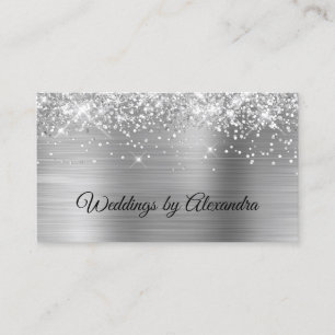 Carte De Visite Parties scintillant argentée brillante  argent Sat