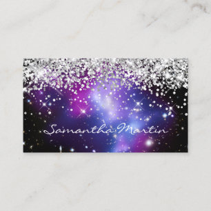 Carte De Visite Parties scintillant argentée brillante Galaxie cél