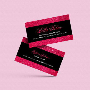 Carte De Visite Parties scintillant aux Faux de Glam rose et noir