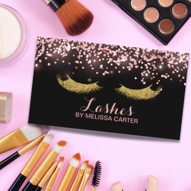 Carte De Visite Parties scintillant Beauté Salon Maquillage Artist (Glitter Beauty Salon Makeup Artist Lash Extensions Business Card)