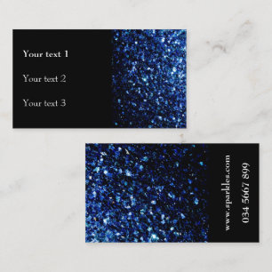 Carte De Visite Parties scintillant bleu foncé brillant et noir