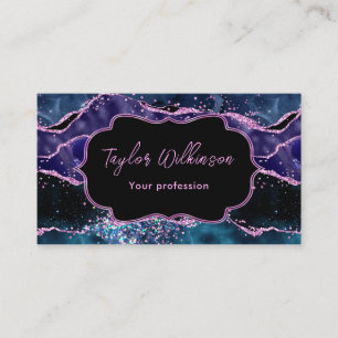 Carte De Visite Parties scintillant bleue et violet marine Agate m
