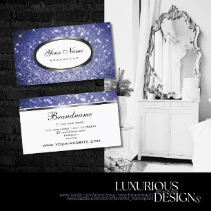 Carte De Visite Parties scintillant Bleue Luxe Étincelle Shimmer É