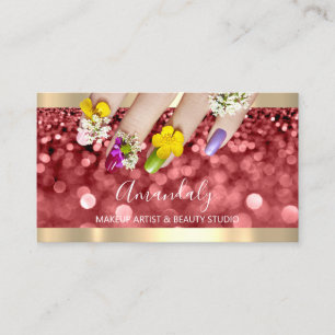 Carte De Visite Parties scintillant bleue maquillage rideau de ver