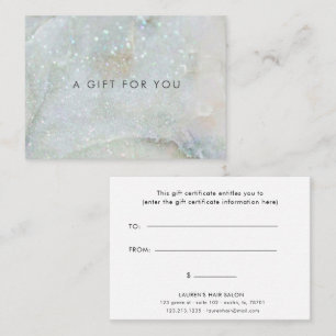 Carte De Visite Parties scintillant bleue Marbre élégant certifica