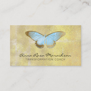 Carte De Visite *~* Parties scintillant bleue Pastel  papillon dor