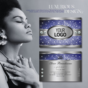 Carte De Visite Parties scintillant Bleue Royale Étoiles Étincel