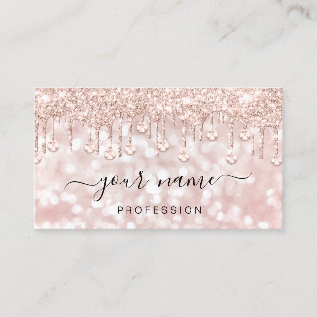 Carte De Visite Parties scintillant Blush Rose Drives maquillage A (Devant)