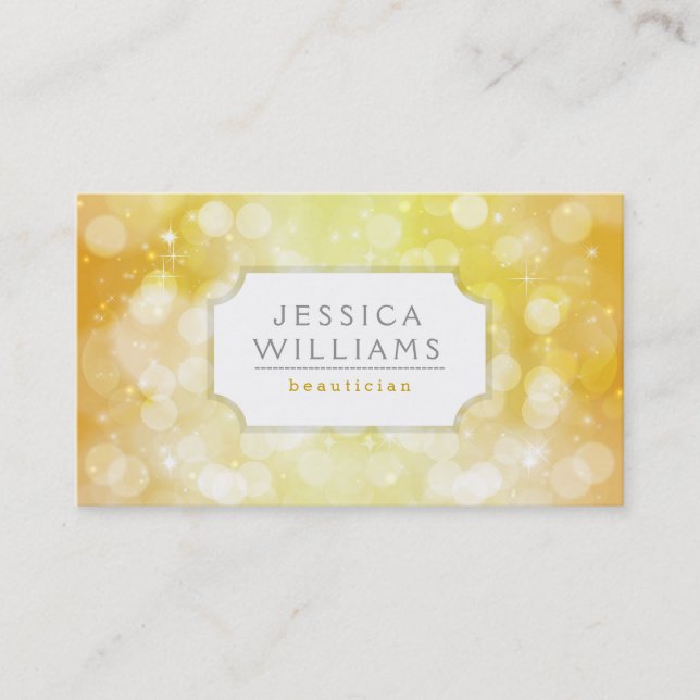 Carte De Visite Parties scintillant Bokeh En Or Jaune Et Étincelle (Devant)