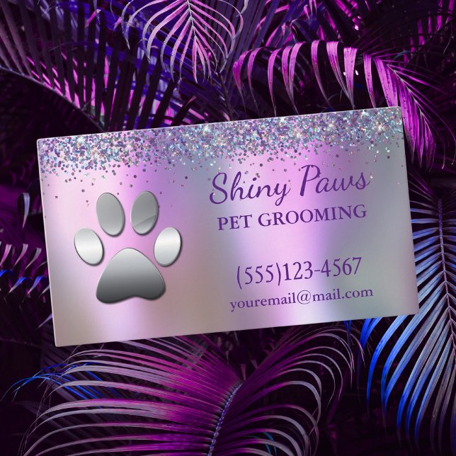 Carte De Visite Parties scintillant branchée Shimmer Chien Paw Ser (Créateur téléchargé)