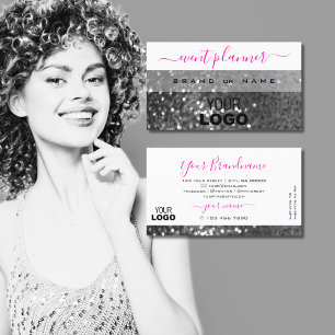 Carte De Visite Parties scintillant brillante en argent blanc avec