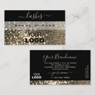Carte De Visite Parties scintillant brillante Noir et Or avec logo