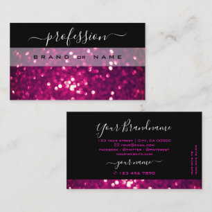 Carte De Visite Parties scintillant brillante noire rose violet br