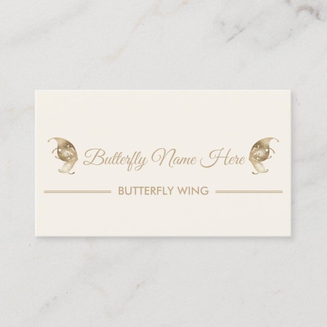 Carte De Visite Parties scintillant Butterfly Wings Swirl Gold (Devant)
