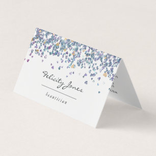Carte De Visite Parties scintillant cardiaque holographique Faux