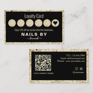 Carte De Visite Parties scintillant Coin ongles Loyalty Card