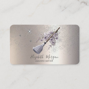 Carte De Visite Parties scintillant Confetti Floral Broom