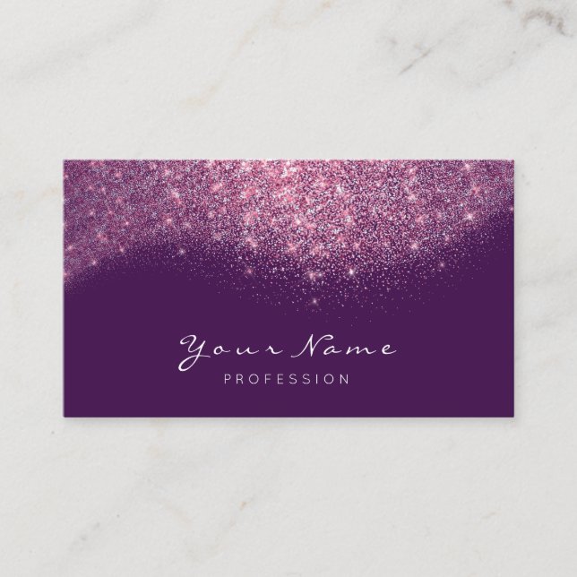 Carte De Visite Parties scintillant Confetti maquillage rose pourp (Devant)