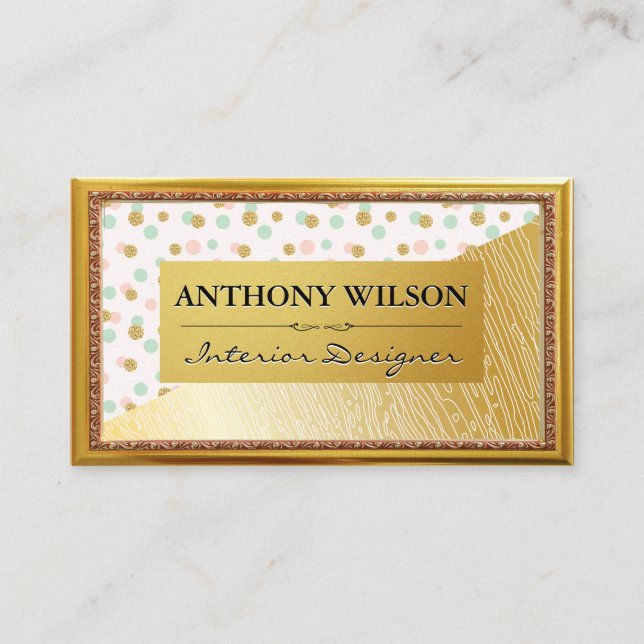 Carte De Visite Parties scintillant Confetti | POIS |Lignes de gra (Devant)