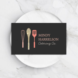 Carte De Visite Parties scintillant cuillère Whisk Spatula Bakery 