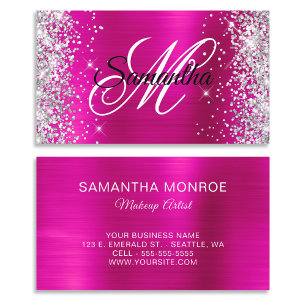 Carte De Visite Parties scintillant d'argent Foil rose chaud Fancy