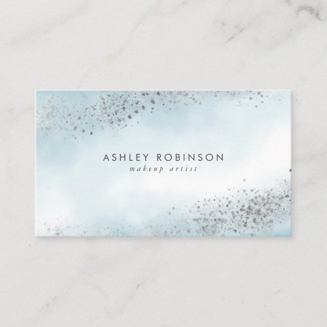 Carte De Visite Parties scintillant d'argent moderne Blue Ombre Wa (Devant)