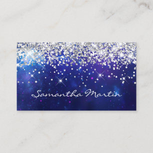 Carte De Visite Parties scintillant d'argent mousseux Aqua Blue Ce