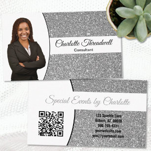 Carte De Visite Parties scintillant d'argent professionnel personn