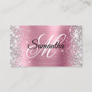 Carte De Visite Parties scintillant d'argent rose huile Fancy Mono