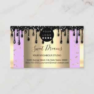 Carte De Visite Parties scintillant de cadre Confetti Black Rose