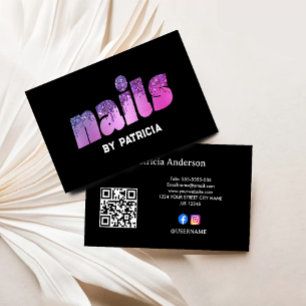 Carte De Visite Parties scintillant de clous violet moderne Drives
