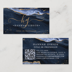 Carte De Visite Parties scintillant de code QR du script d'agate b