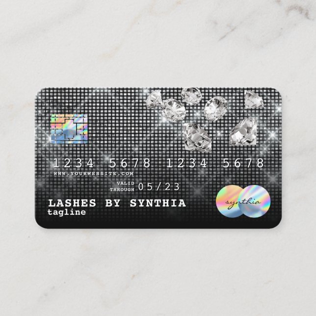 Carte De Visite Parties scintillant de diamants en argent Style de (Devant)
