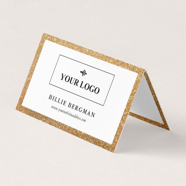 Carte De Visite Parties scintillant de Faux Gold Logo et photo des (Devant)