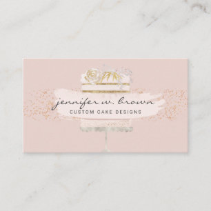 Carte De Visite Parties scintillant de gâteau rose vif décorant bo