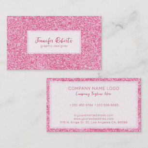 Carte De Visite Parties scintillant de glamour rose de fille avec 