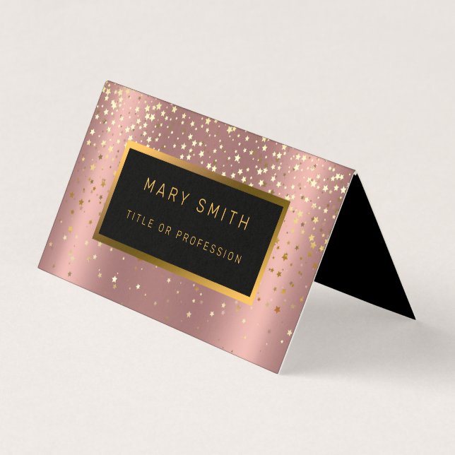 Carte De Visite Parties scintillant de luxe Gold Rose étoiles (Devant)