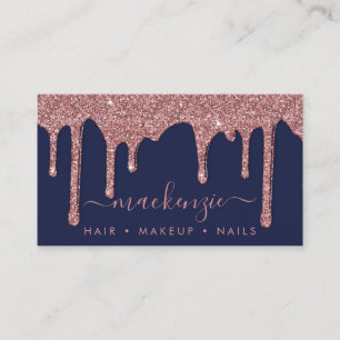 Carte De Visite Parties scintillant de luxe Rose bleu marine Gold 