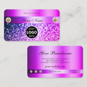Carte De Visite Parties scintillant de luxe rose violet avec diama