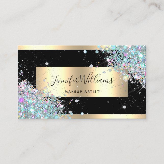 Carte De Visite Parties scintillant de maquillage Holographique Pa (Devant)