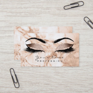 Carte De Visite Parties scintillant de maquillage Lashes Rose Marb