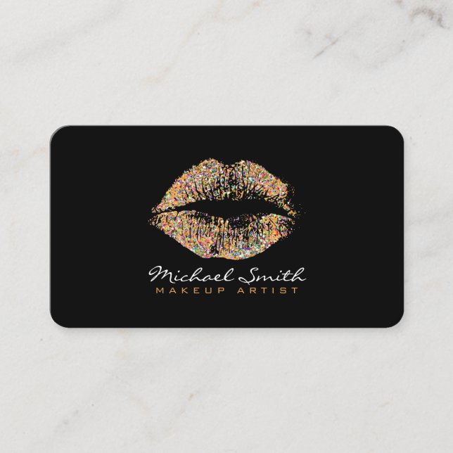 Carte De Visite Parties scintillant de maquillage Lèvres multicolo (Devant)