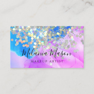 Carte De Visite Parties scintillant de maquillage marbré QR Code b