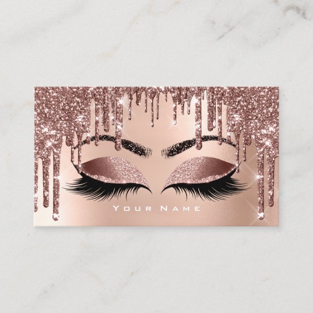 Carte De Visite Parties scintillant de maquillage Roses ongles yeu (Devant)