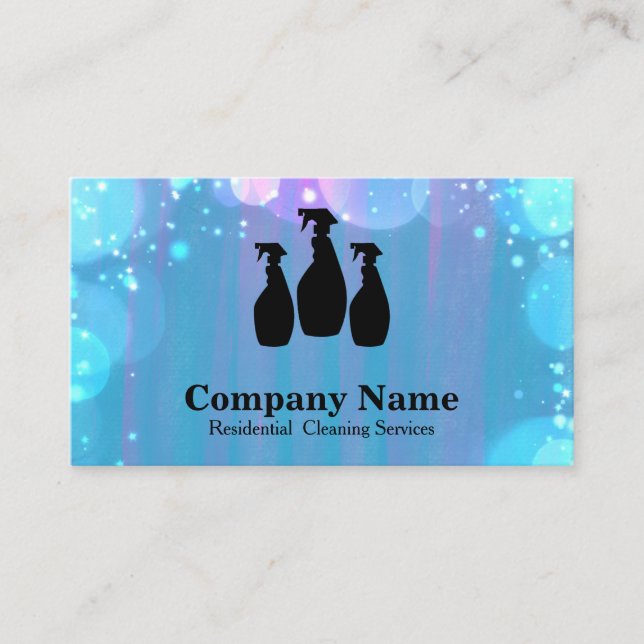 Carte De Visite Parties scintillant de nettoyage élégant Aquarelle (Devant)