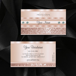 Carte De Visite Parties scintillant d'étincelle dorée Rose à l'oei