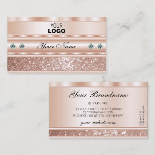 Carte De Visite Parties scintillant d'étincelle dorée Rose avec lo